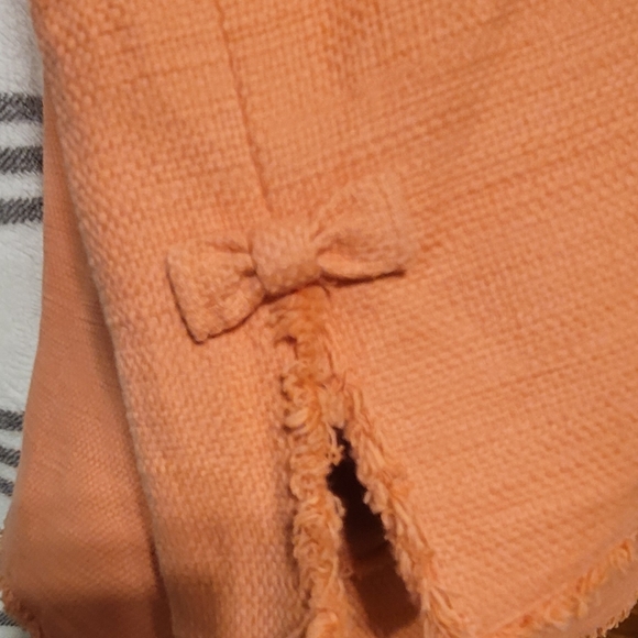 Peach Blazer-rose shaped button and a bow detail on pockets & on 3/4th sleeves - Picture 3 of 7